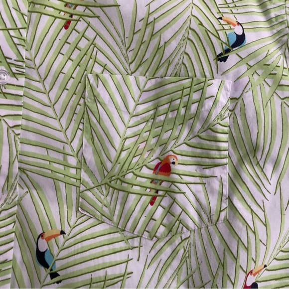 Club Room Tropical Short Sleeve Shirt XL Green Button Down Tucans Palm Hawaii - Picture 5 of 11